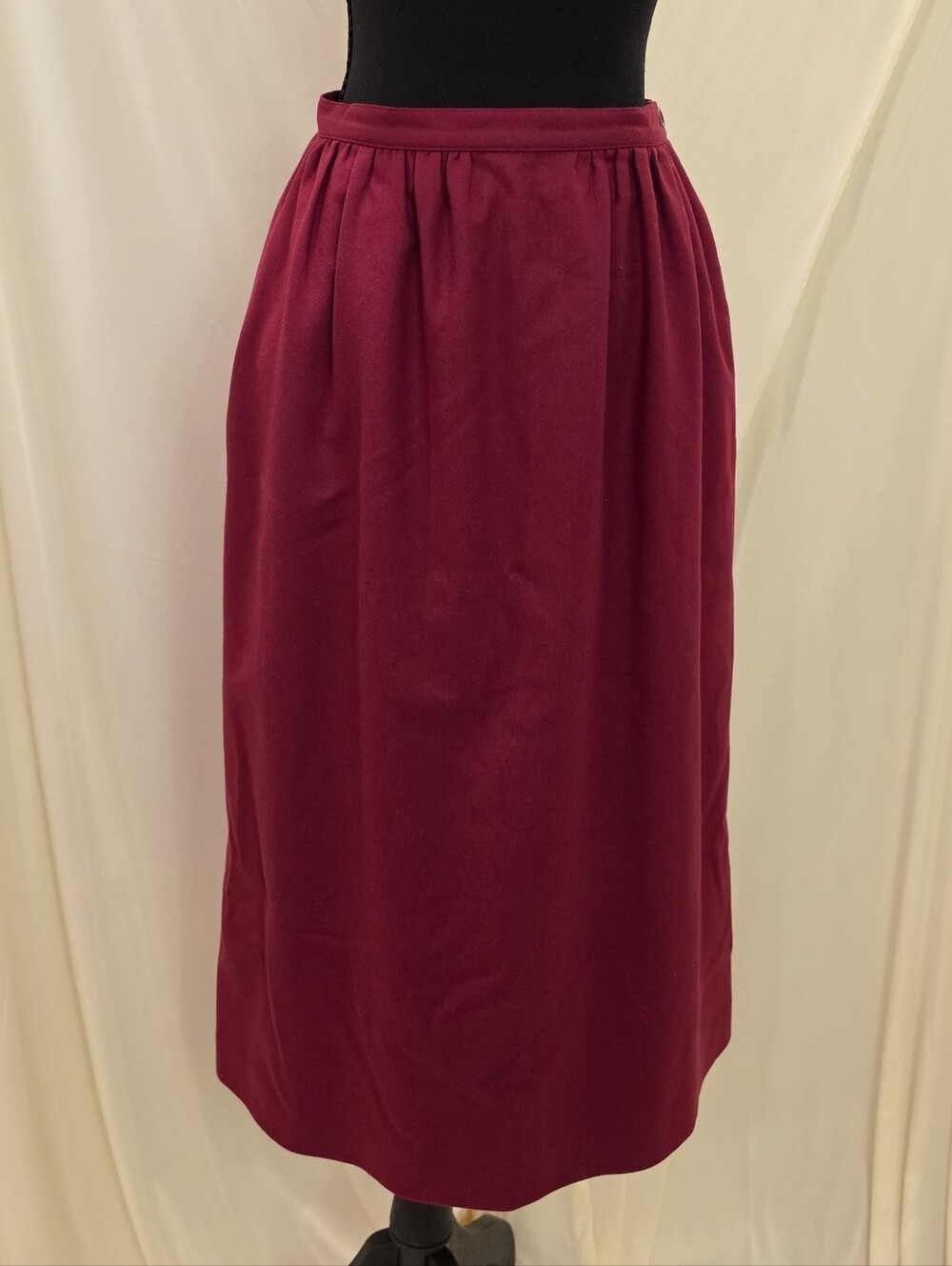 VTG Pendleton Red Wool Midi Skirt High Waist Size 8 Made in USA Dark Red